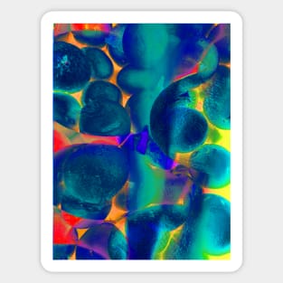 Neon Teal Oranges Glitch Sticker